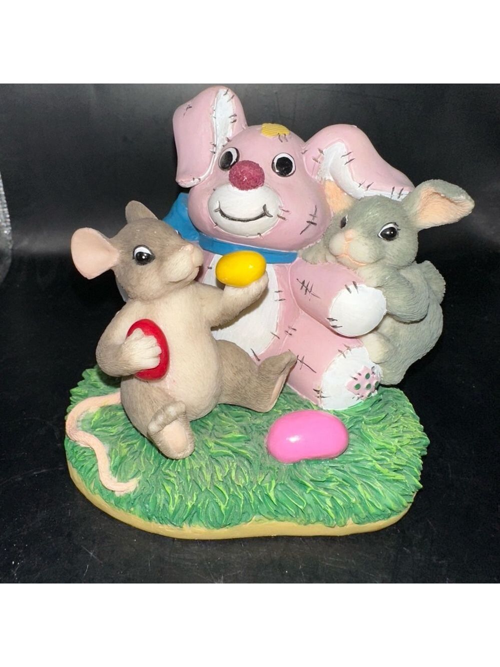 Fitz & Floyd Charming Tails No Thanks, I’m Stuffed Bunny Mice Easter Figurine